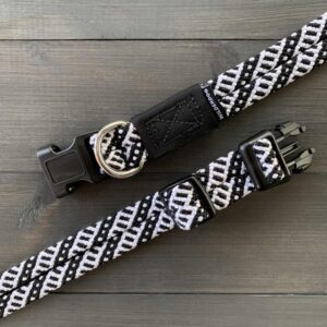 WilderDog Rock Climbing Rope Collar - Black and White, Large