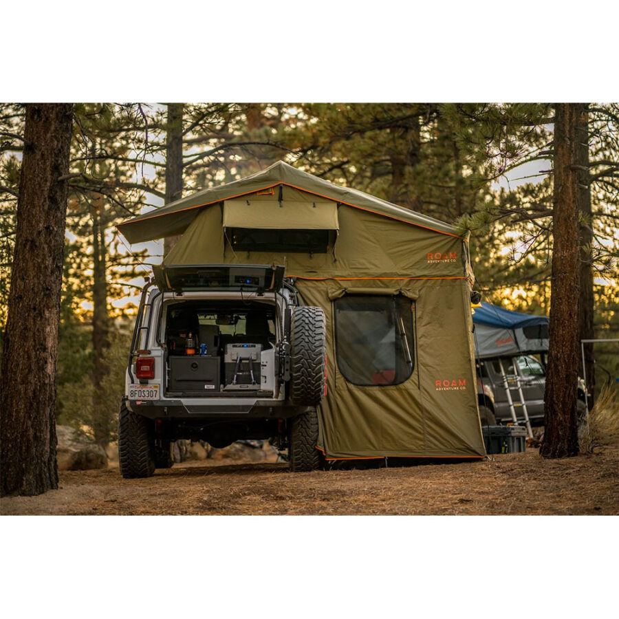 Roam Vagabond XL Rooftop Tent green/hyper orange with annex