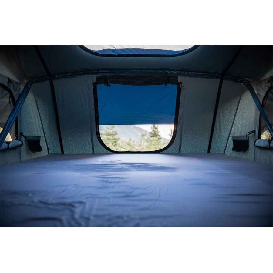 Roam Vagabond XL Rooftop Tent inside tent looking at window