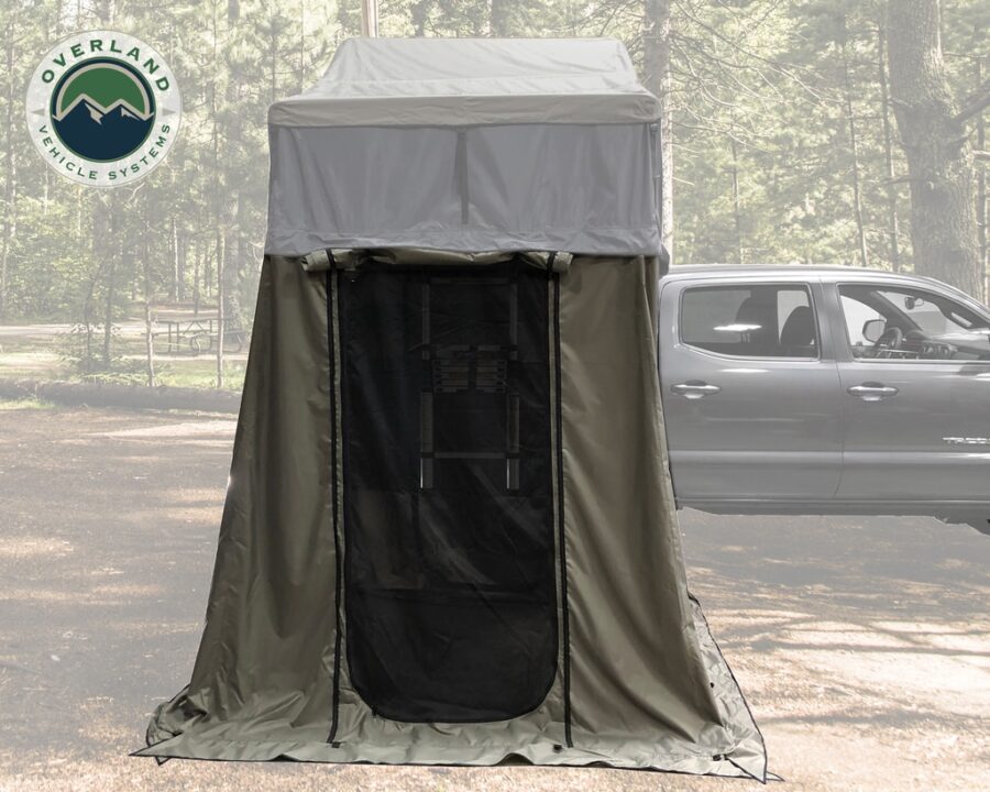 Trail Industries | Overland Vehicle Systems | Nomadic 4 Annex Green Base with Black Floor and Travel Cover