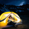 SPOT Gen4 Satellite GPS Messenger with girl in tent at night
