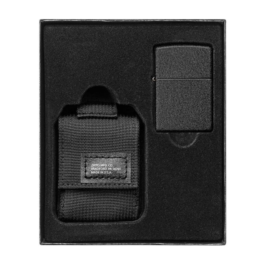 Zippo Lighter with MOLLE Pouch Gift Set - Black