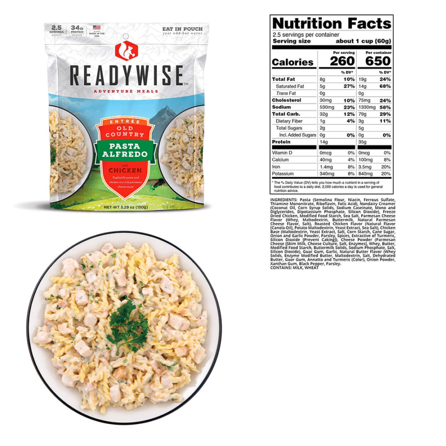 ReadyWise 3 Day Adventure Bag Pasta Alfredo