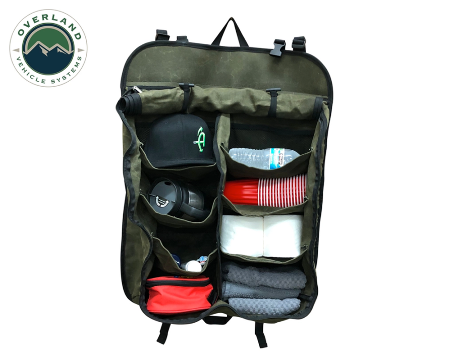 OVS Camping Storage Bag- Waxed Canvas filled with supplies